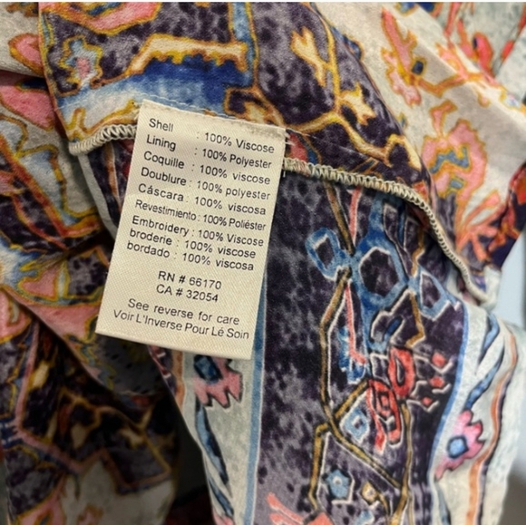 Anthropologie Vineet Bahl Prudence Top Blouse Embroidered Blue Multi Large - Picture 6 of 8
